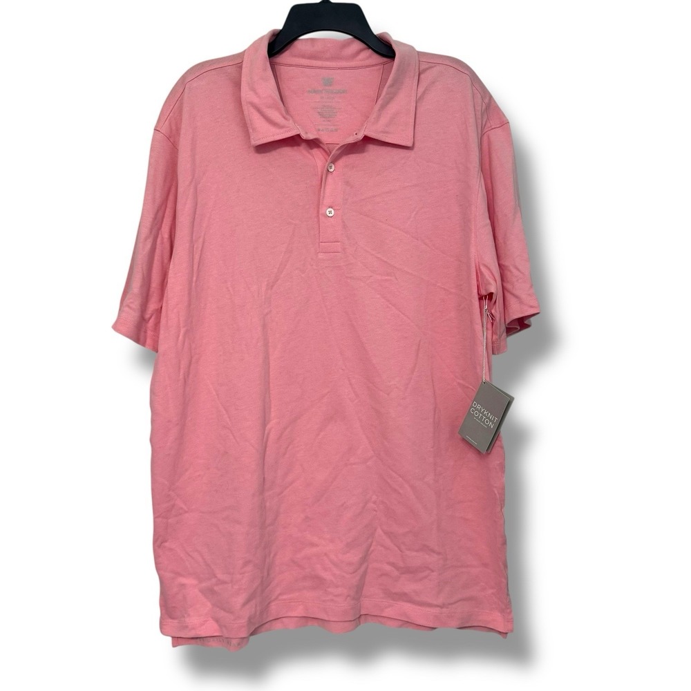Mack Weldon Mens Polo Shirt Dry Knit Cotton‎ Pink Short Sleeve Size XXL
